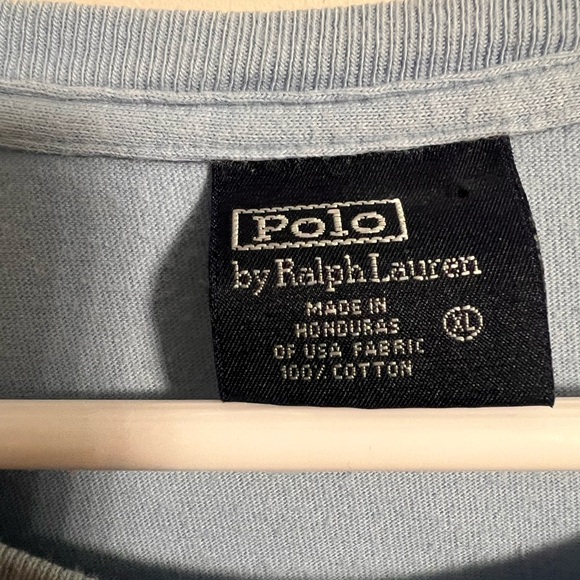 POLO BY RALPH LAUREN LONG SLEEVE BLUE MENS CREW NECK SHIRT - Picture 3 of 6